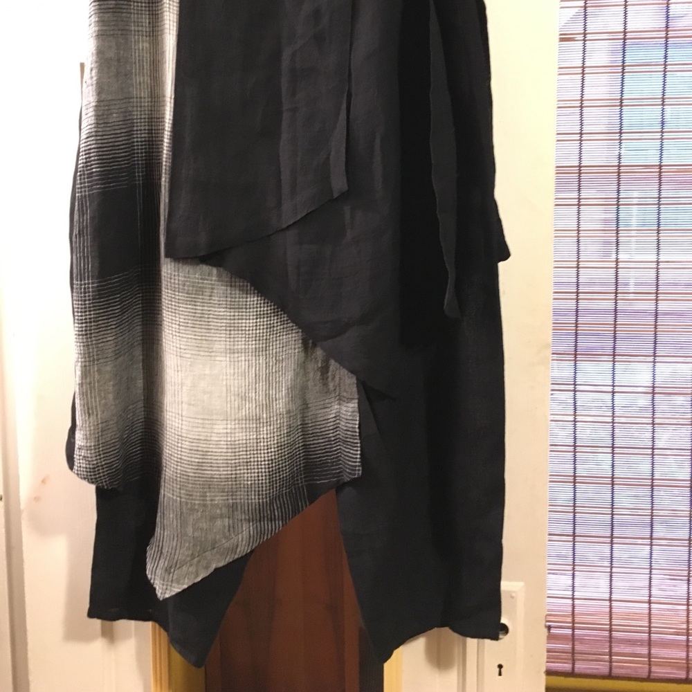 Banana Blue Linen Draped Pants Lagenlook